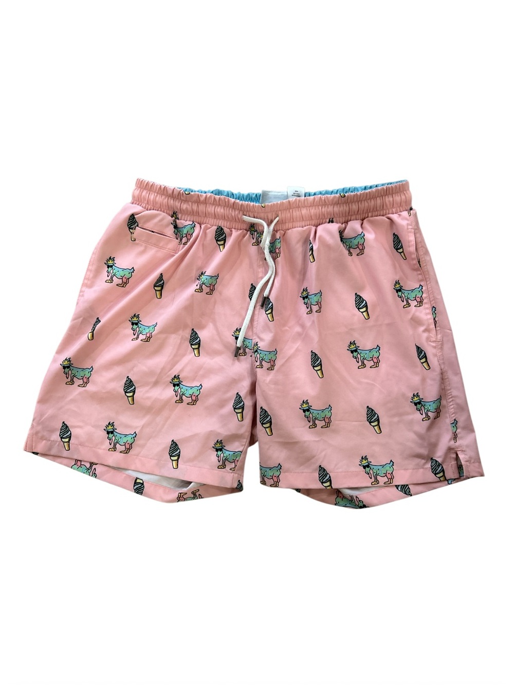 GOAT lacrosse medium Pink Novelty Print Swim Shorts with Ice Cream & LAX goat